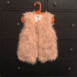 Pink Faux fur vest size 6-7